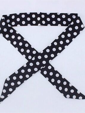 Black & White Polka Dot Skinny Scarf - Unbranded